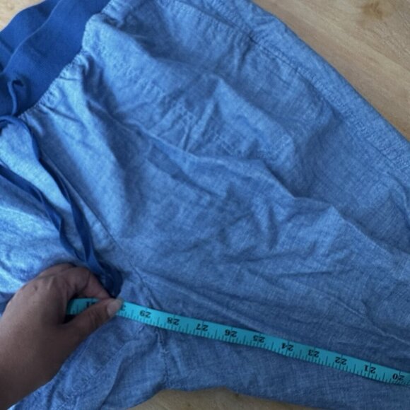 Talbots Pants Womens 14W Cotton Chambray Drawstring Elastic Waist Pull On Casual - Picture 12 of 12